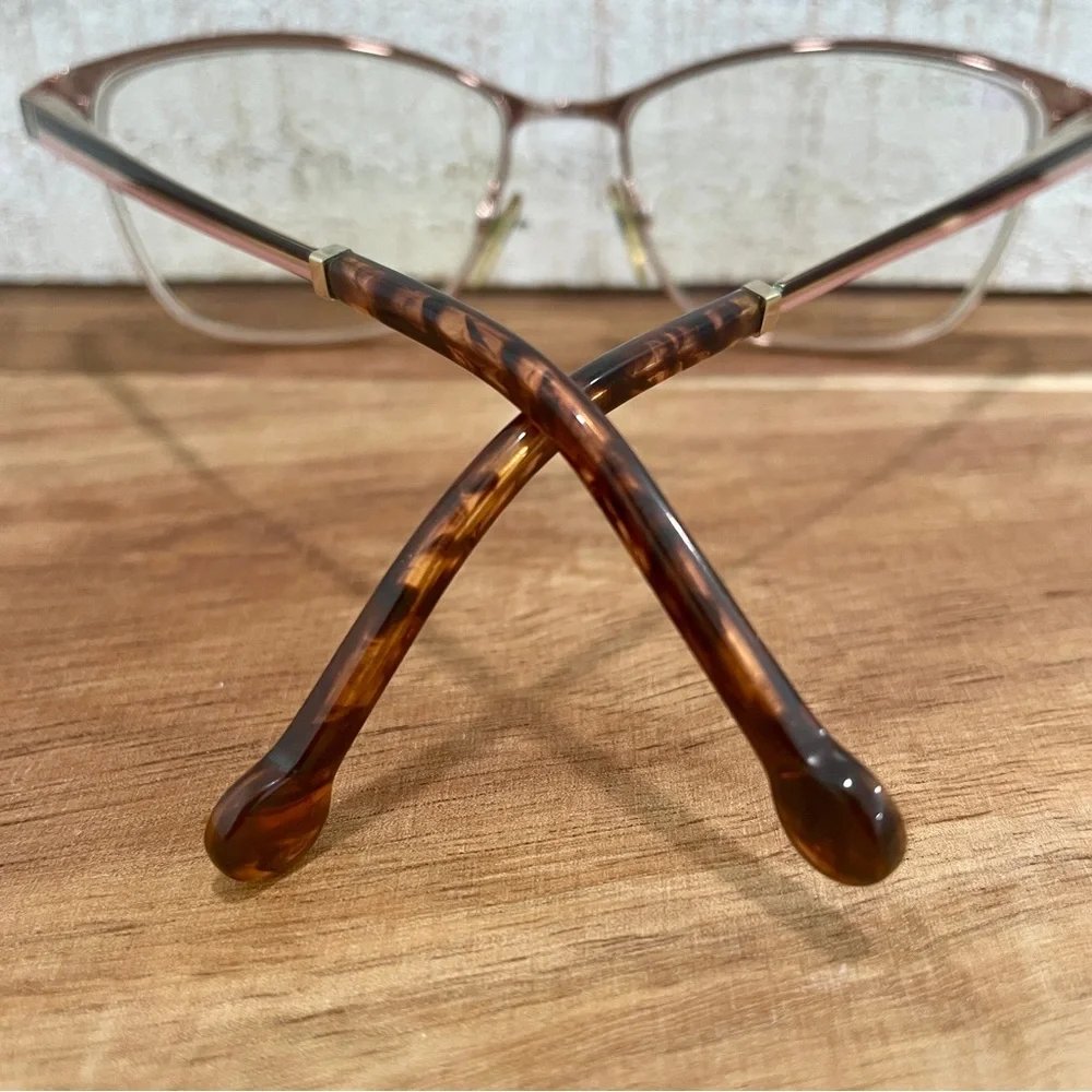 CAROLINA HERRERA VHE125K Gold Brown Pink Tortoise Square Metal FRAMES  54-15-135